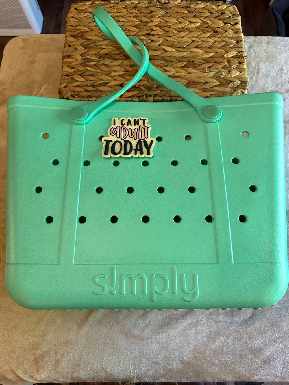 Simply Southern Mint Green Ventilated Storage Tote with Handle